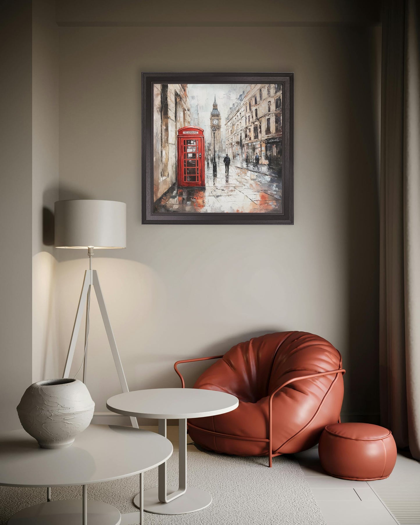London Telephone Box – Black Hurstwood Square Frame – framed wall art at Leya Buster Interiors