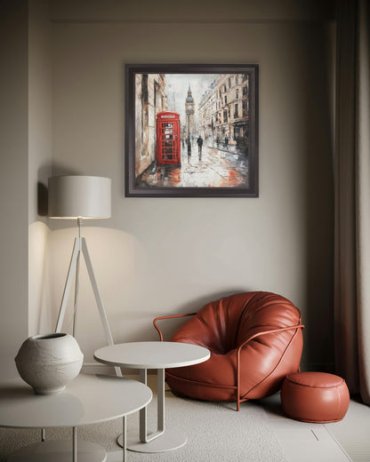 London Telephone Box – Black Hurstwood Square Frame – framed wall art at Leya Buster Interiors