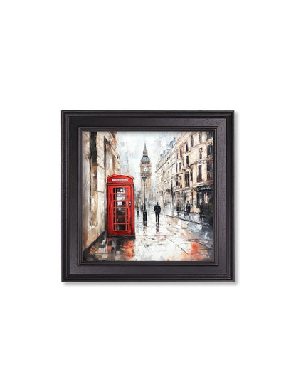 London Telephone Box – Black Hurstwood Square Frame styled view – Leya Buster Interiors