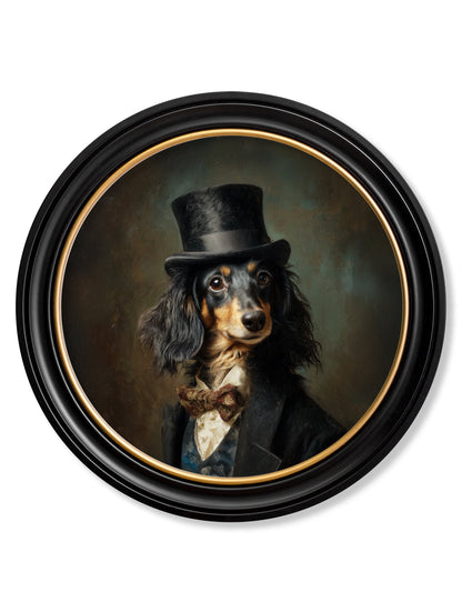 Sir Sausageworth – Gentleman Dachshund Oxford Round Frame detail – Leya Buster Interiors