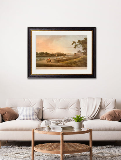 c.1802 Lucnow Taken From the Opposite Bank of the River Goomty – framed wall art at Leya Buster Interiors