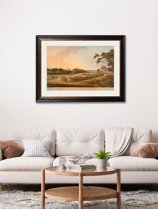 c.1802 Lucnow Taken From the Opposite Bank of the River Goomty – framed wall art at Leya Buster Interiors