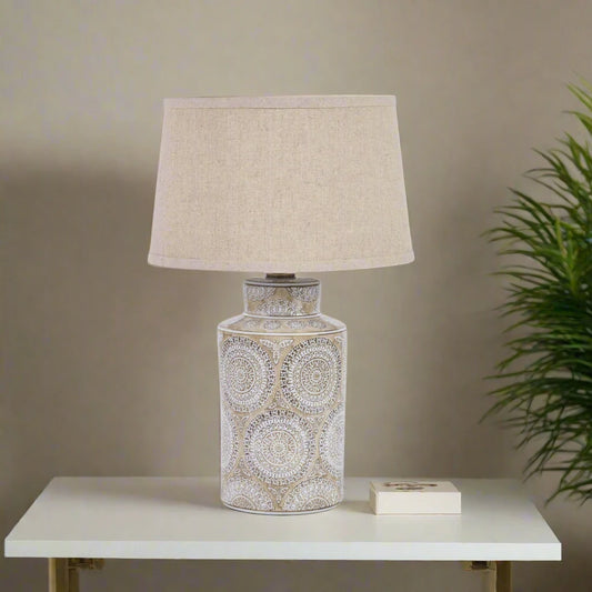 Neutral Circle Patterned Table Lamp