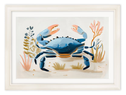 Pastel Shoreline Lobster & Crab – Cream Hurstwood Frame styled view – Leya Buster Interiors