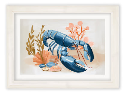 Pastel Shoreline Lobster & Crab – Cream Hurstwood Frame styled view – Leya Buster Interiors