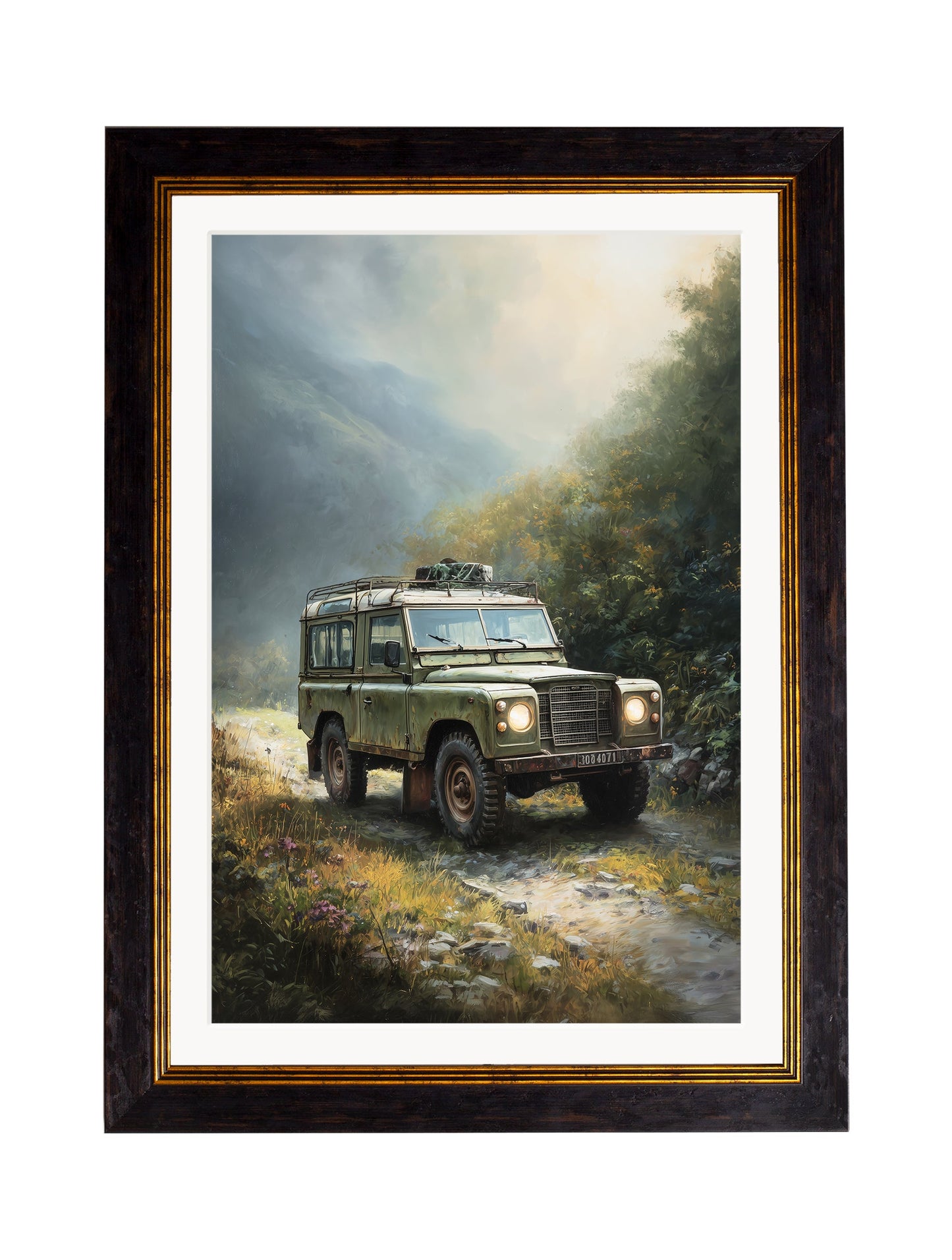 Country Track Defender Green – Oxford Frame styled view – Leya Buster Interiors