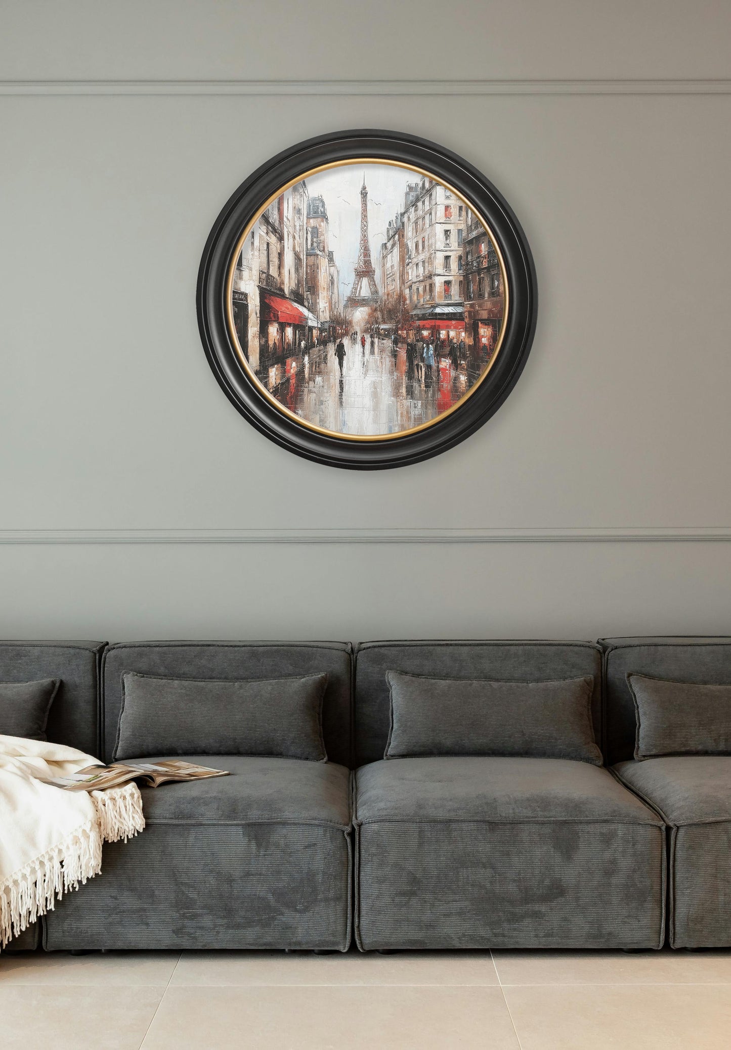 Paris Eiffel Tower – Oxford Round Frame – framed wall art at Leya Buster Interiors