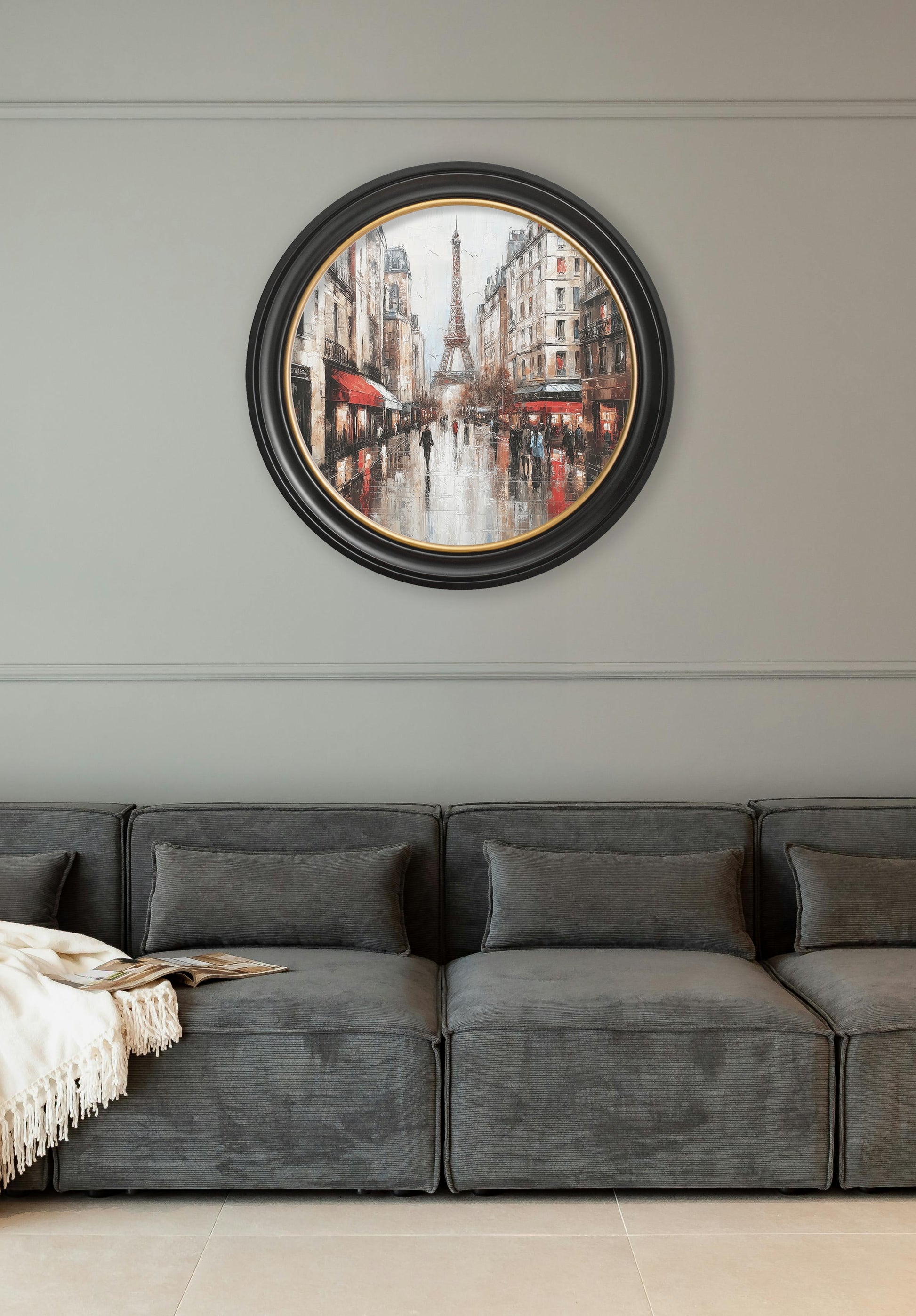 Paris Eiffel Tower – Oxford Round Frame – framed wall art at Leya Buster Interiors
