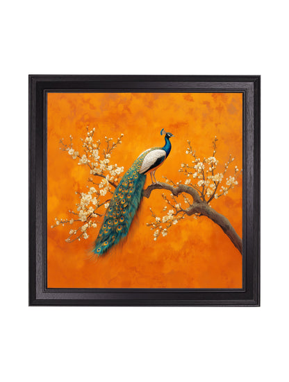 Peacocks In Saffron Garden – Black Hurstwood Square Frame styled view – Leya Buster Interiors
