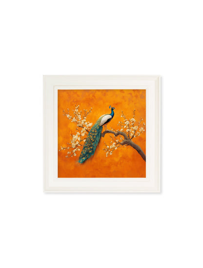 Peacocks In Saffron Garden – Cream Hurstwood Square Frame styled view – Leya Buster Interiors