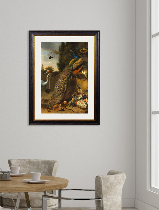 c.1683 Peacock Painting – framed wall art at Leya Buster Interiors