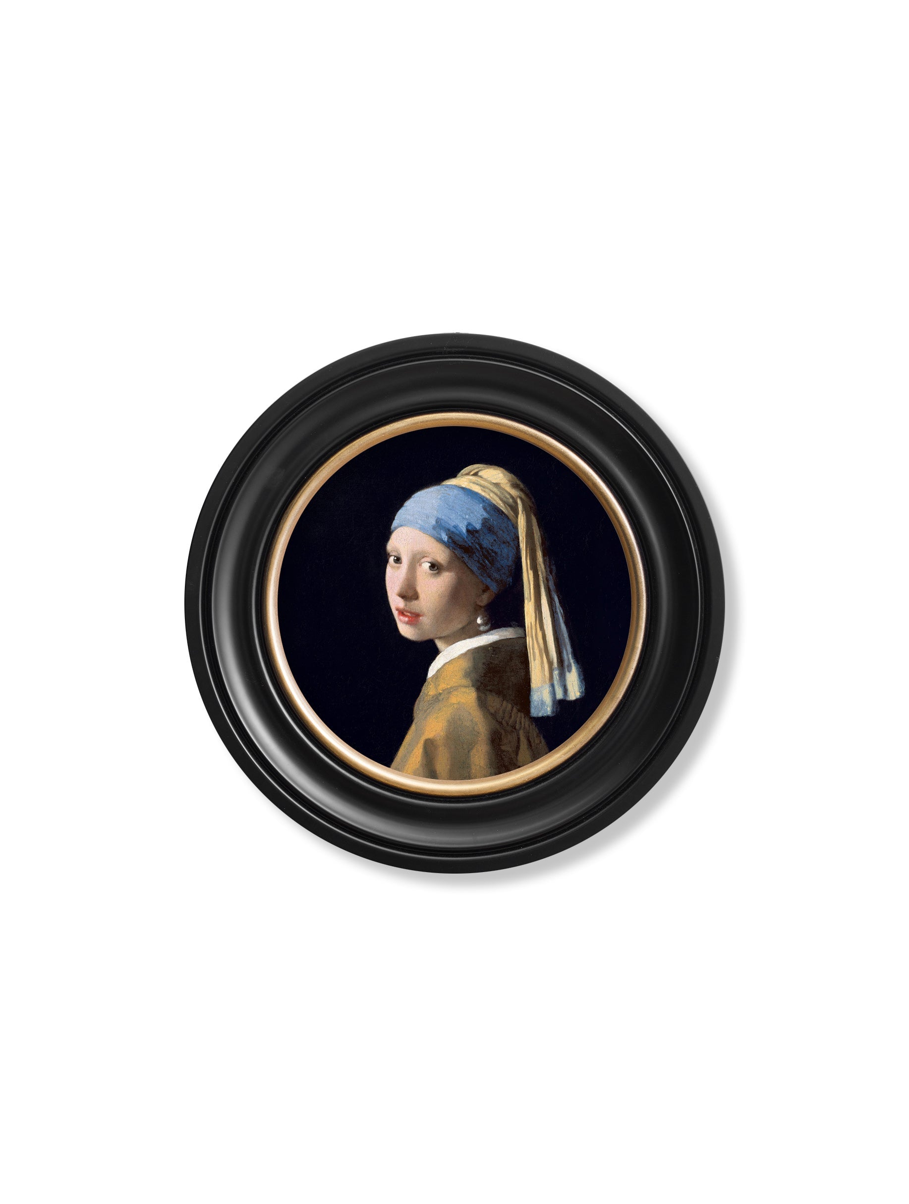 c.1665 Girl with a Pearl Earring – Round Frame J Vermeer styled view – Leya Buster Interiors