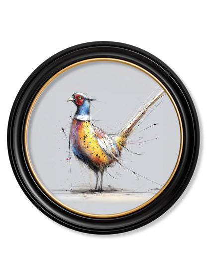Plump Pheasant Cosy Sketch – Oxford Round Frame detail – Leya Buster Interiors