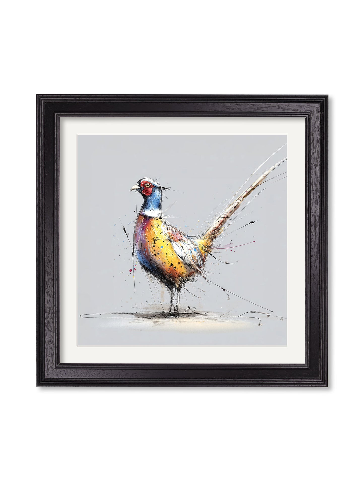 Plump Pheasant Cosy Sketch – Black Hurstwood Square Frame detail – Leya Buster Interiors
