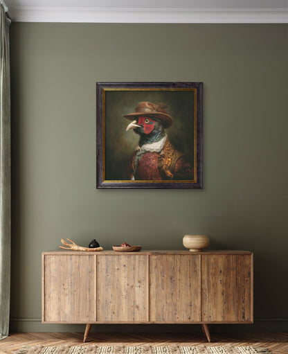 Baron Von Beak – Huntsman Pheasant Oxford Square Frame – framed wall art at Leya Buster Interiors