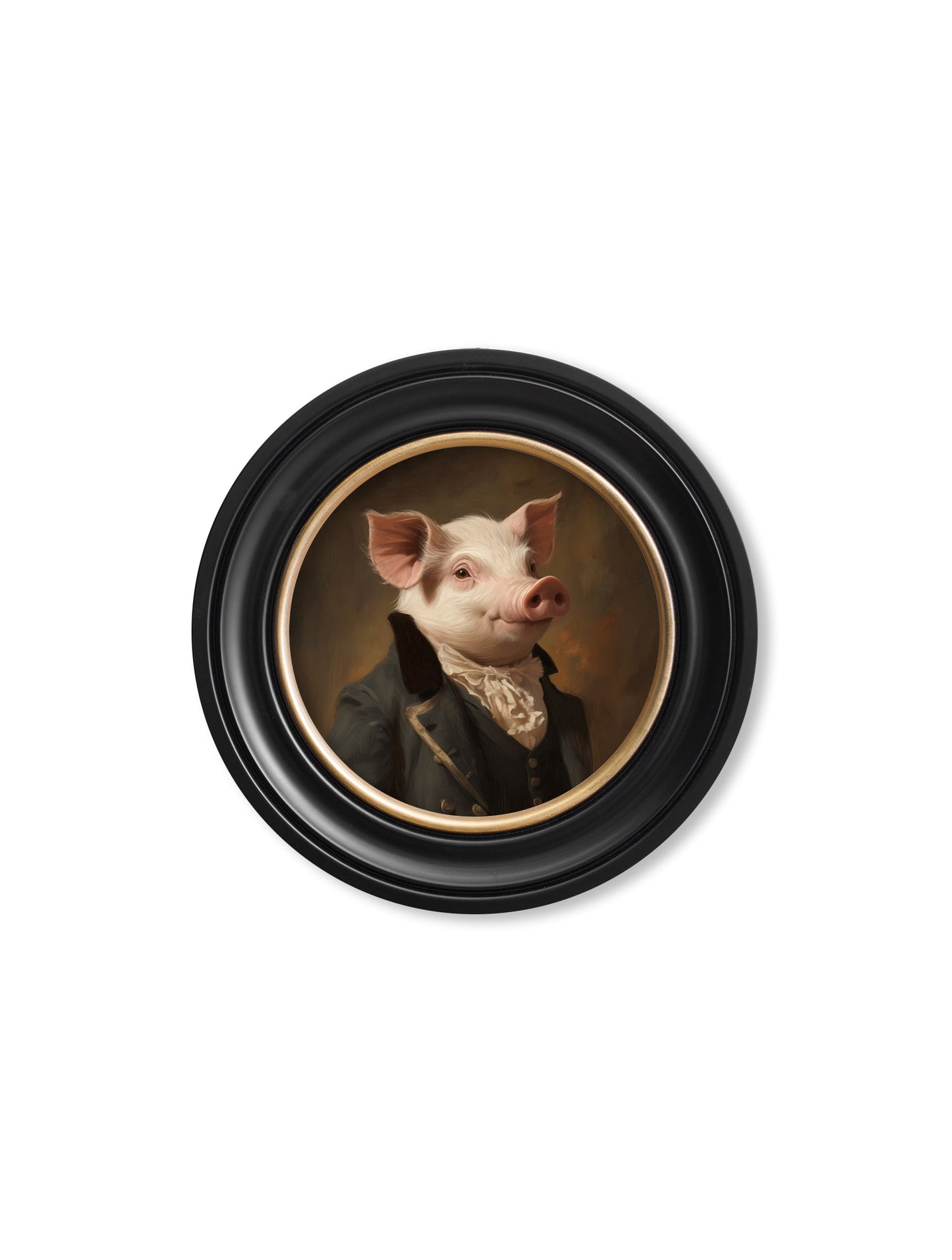 Duke of Truffleton – Gentleman Pig Oxford Round Frame styled view – Leya Buster Interiors