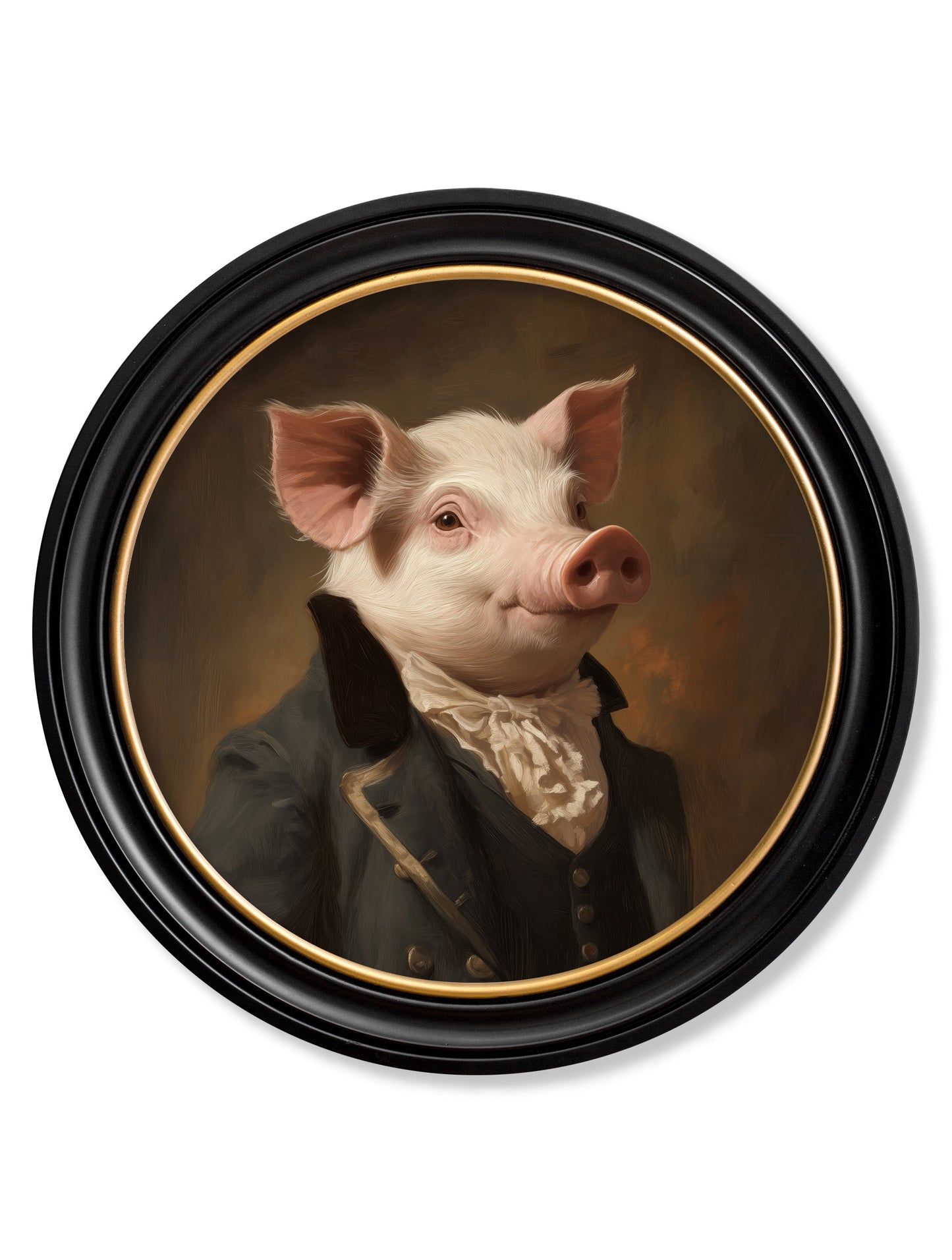 Duke of Truffleton – Gentleman Pig Oxford Round Frame detail – Leya Buster Interiors