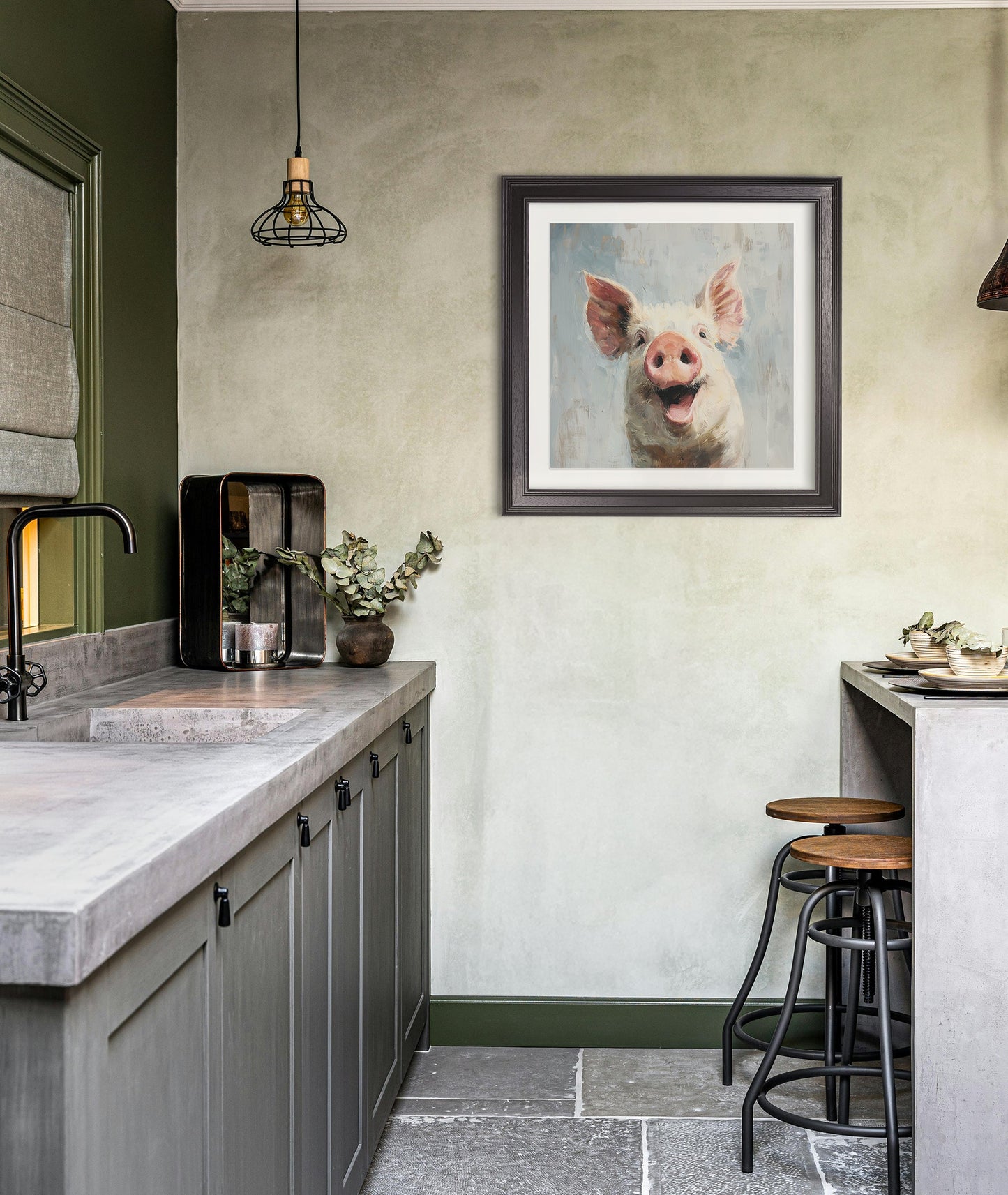 The Giggly Pig – Black Hurstwood Square Frame – framed wall art at Leya Buster Interiors