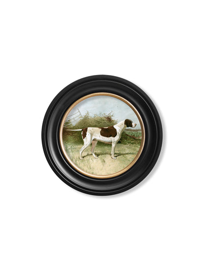 c.1881 Gun Dogs – Round Frame styled view – Leya Buster Interiors