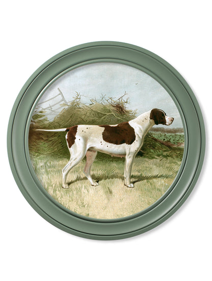 c.1881 Gun Dogs – Round Frame Green styled view – Leya Buster Interiors