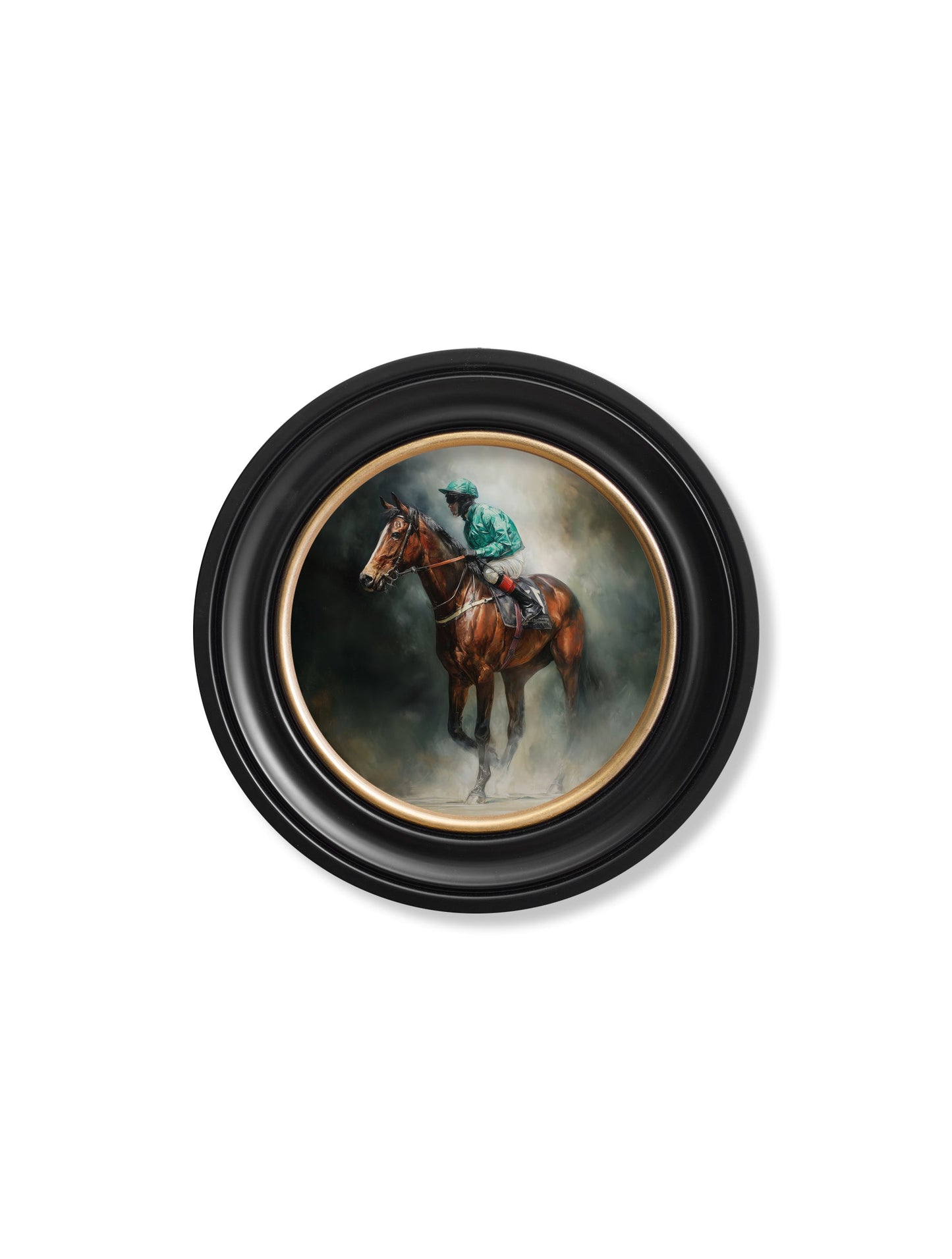 The Irish Racehorses – Oxford Round Frame styled view – Leya Buster Interiors