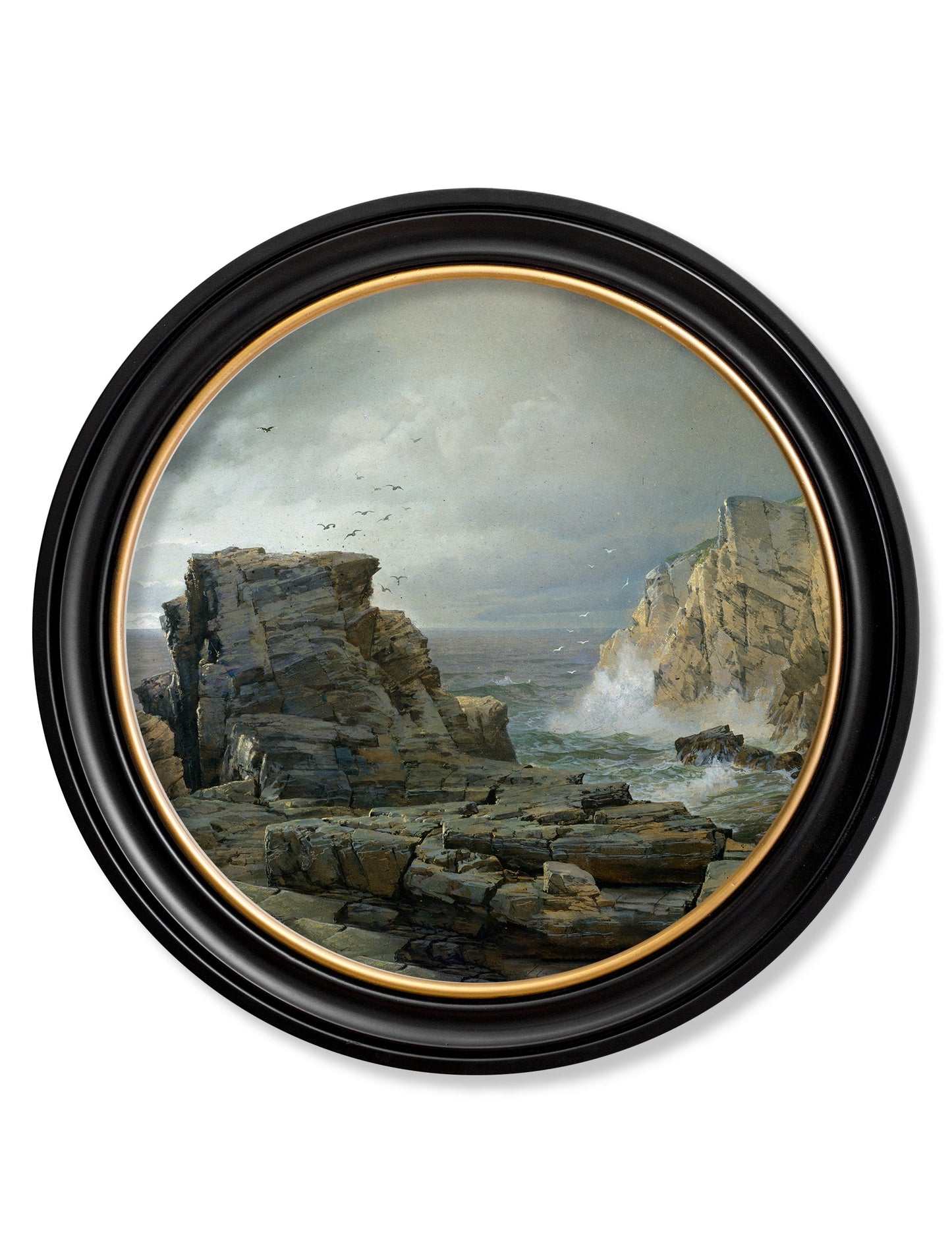 c.1877 Rocky Coast – Round Frame detail – Leya Buster Interiors