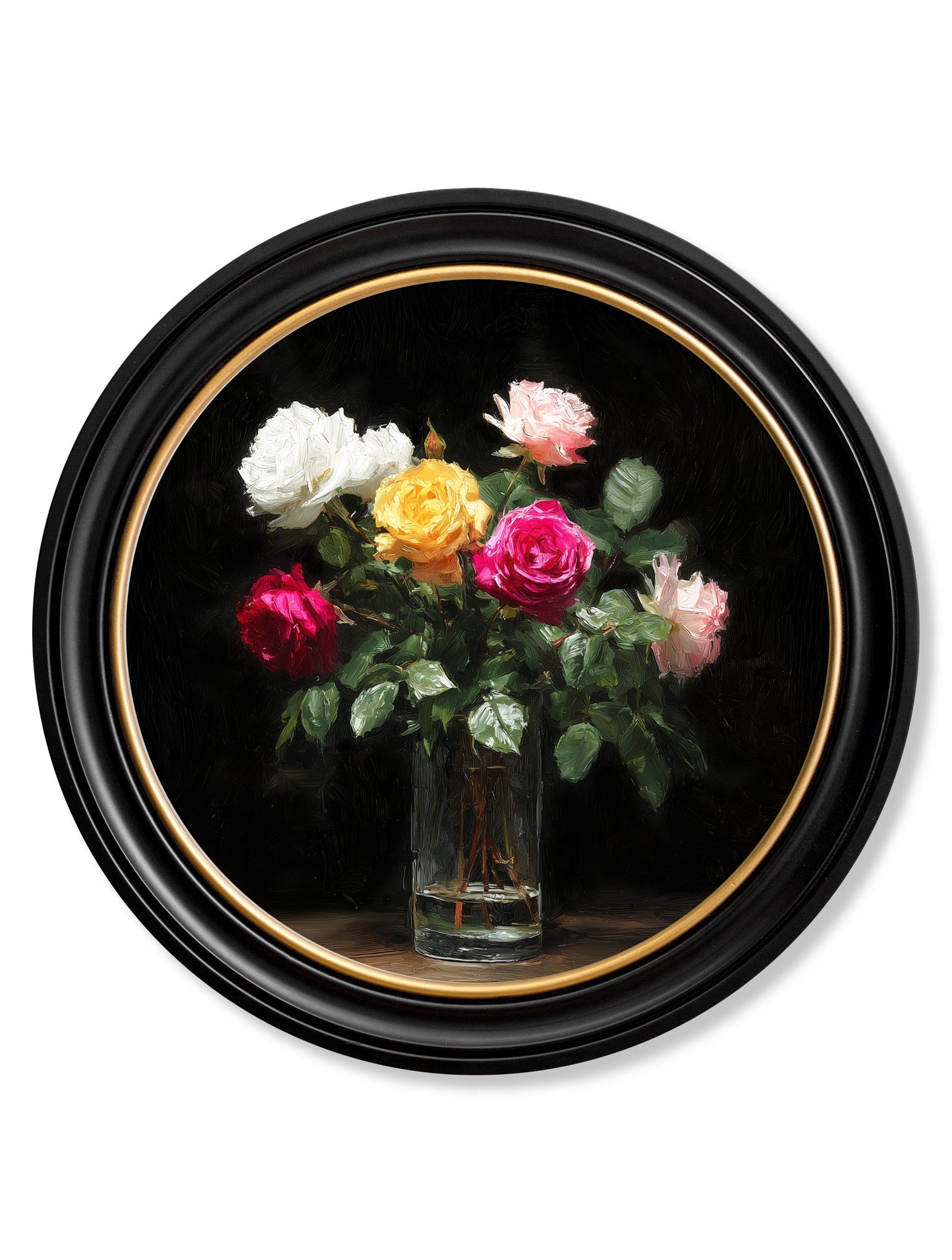 Roses After Dark – Oxford Round Frame detail – Leya Buster Interiors