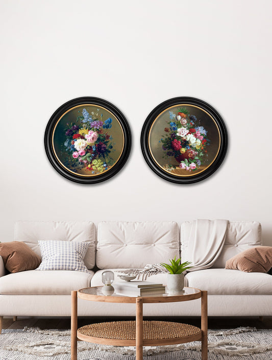 c.1812 Still Life of Flowers – Round – framed wall art at Leya Buster Interiors