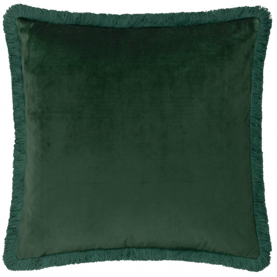 Morris & Co - Strawberry Thief Velvet Embroidered Cushion - Forest Green