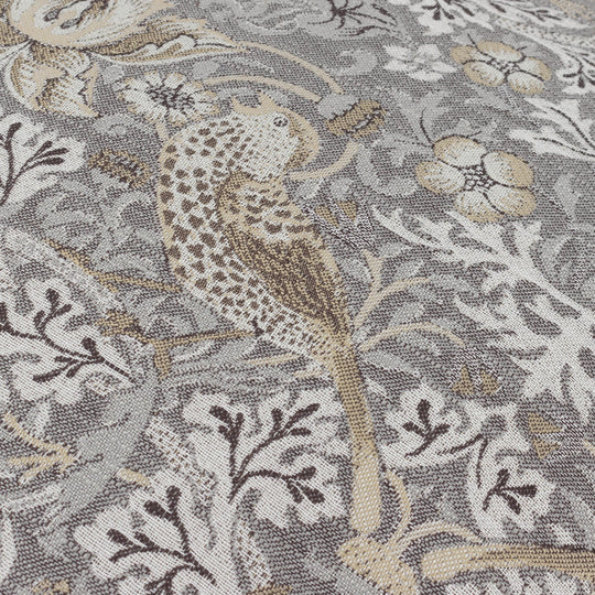 Morris & Co - Strawberry Thief Jacquard With Piping Cushion - Biscuit Taupe