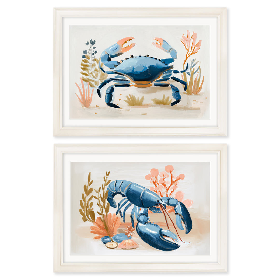 Pastel Shoreline Lobster & Crab – Cream Hurstwood Frame detail – Leya Buster Interiors
