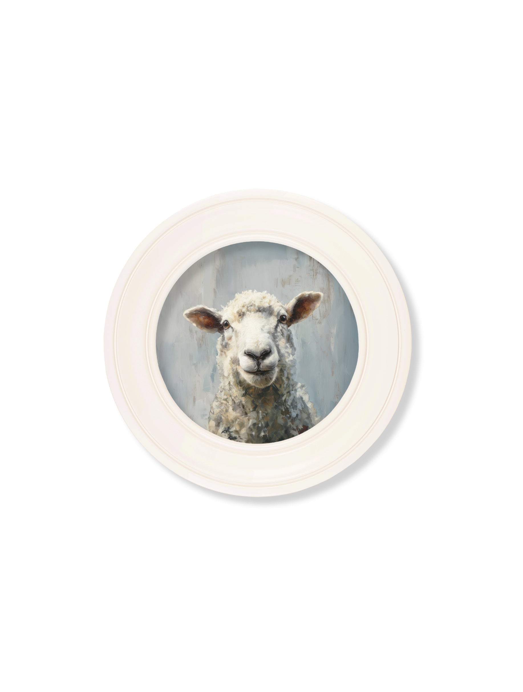 The Jolly Sheep – Oxford Strong White Round Frame styled view – Leya Buster Interiors