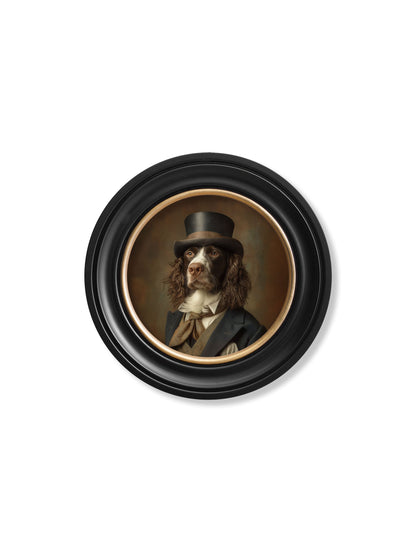 Duke Springly – Gentleman Springer Spaniel Oxford Round Frame styled view – Leya Buster Interiors