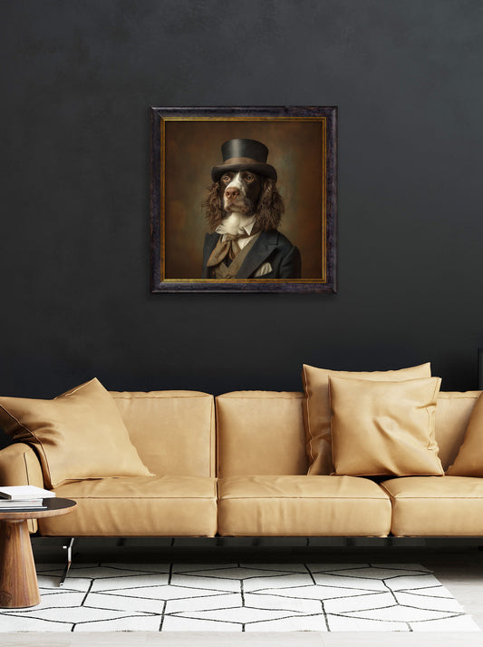 Duke Springly – Gentleman Springer Spaniel Oxford Square Frame – fine home fragrance at Leya Buster Interiors