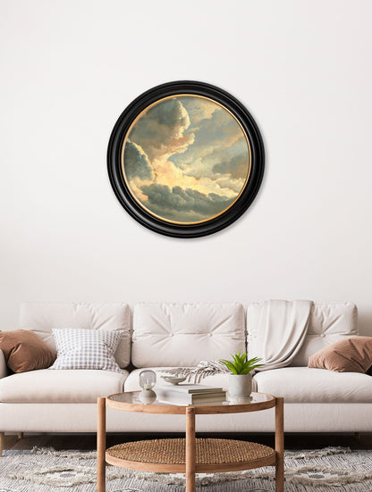 c1700's Study of Clouds by Simon Denis – Round Frame – framed wall art at Leya Buster Interiors