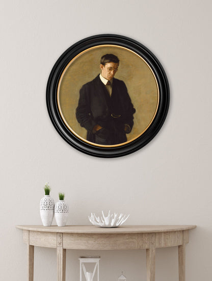 c.1900 The Thinker – Thomas Eakins – Round Frame – framed wall art at Leya Buster Interiors
