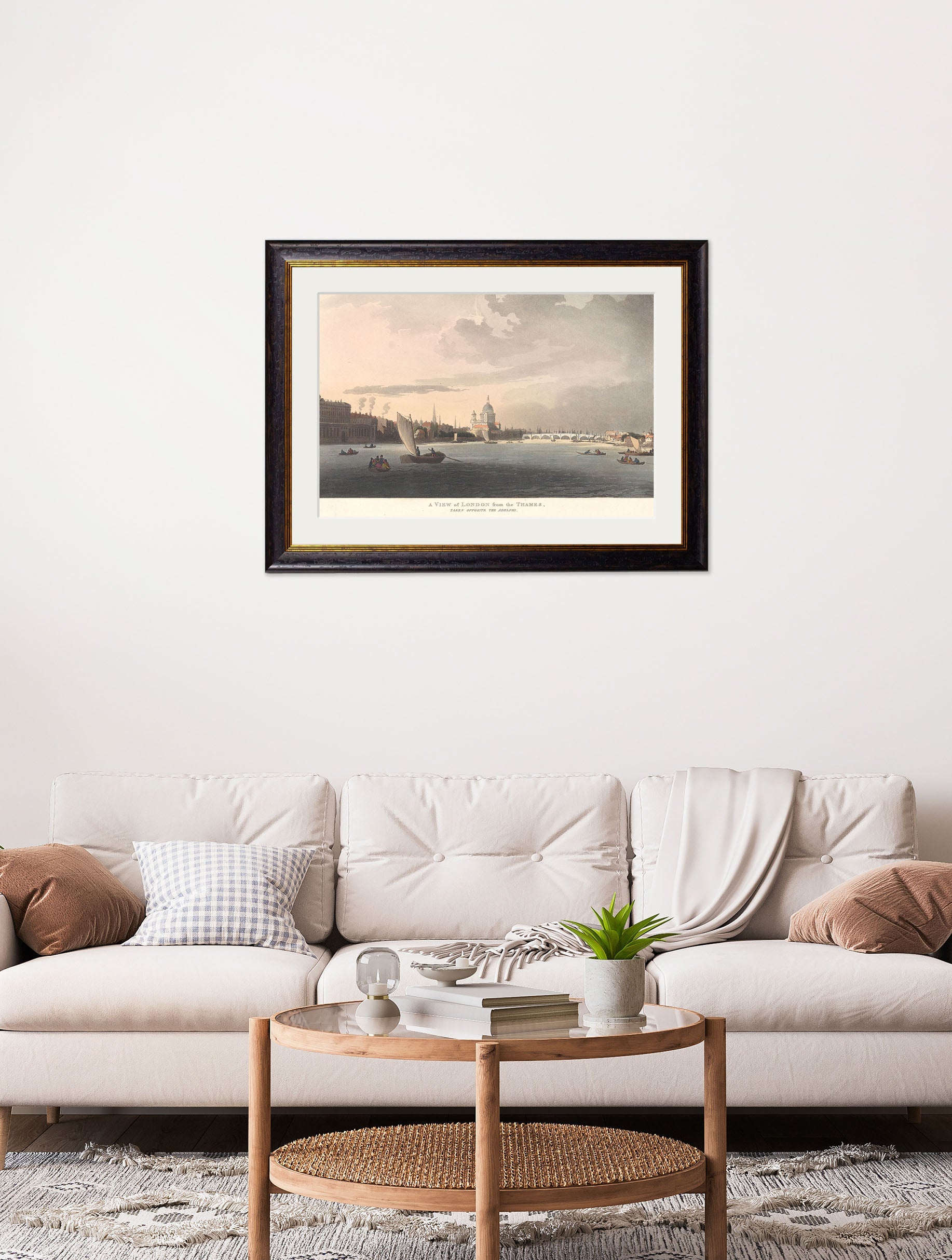 c.1808 View of London from the Thames – framed wall art at Leya Buster Interiors