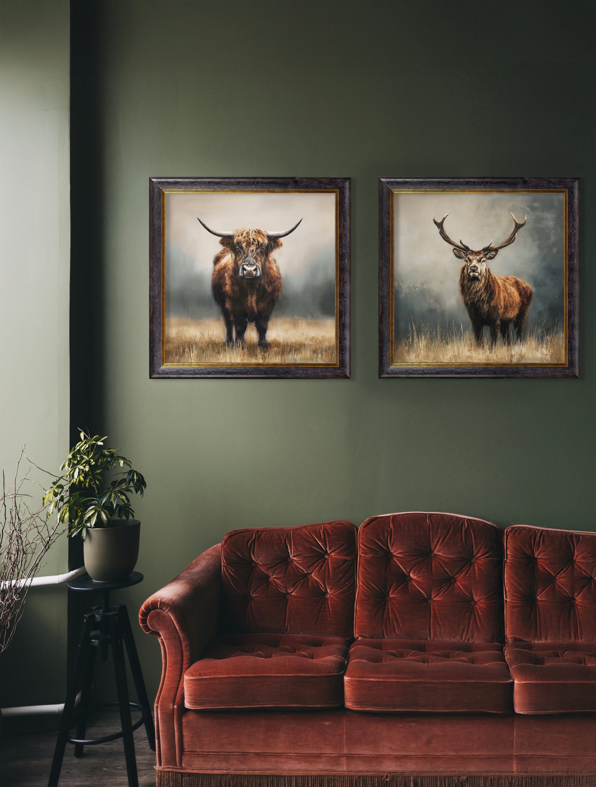Highland Stag – Oxford Square Frame styled view – Leya Buster Interiors