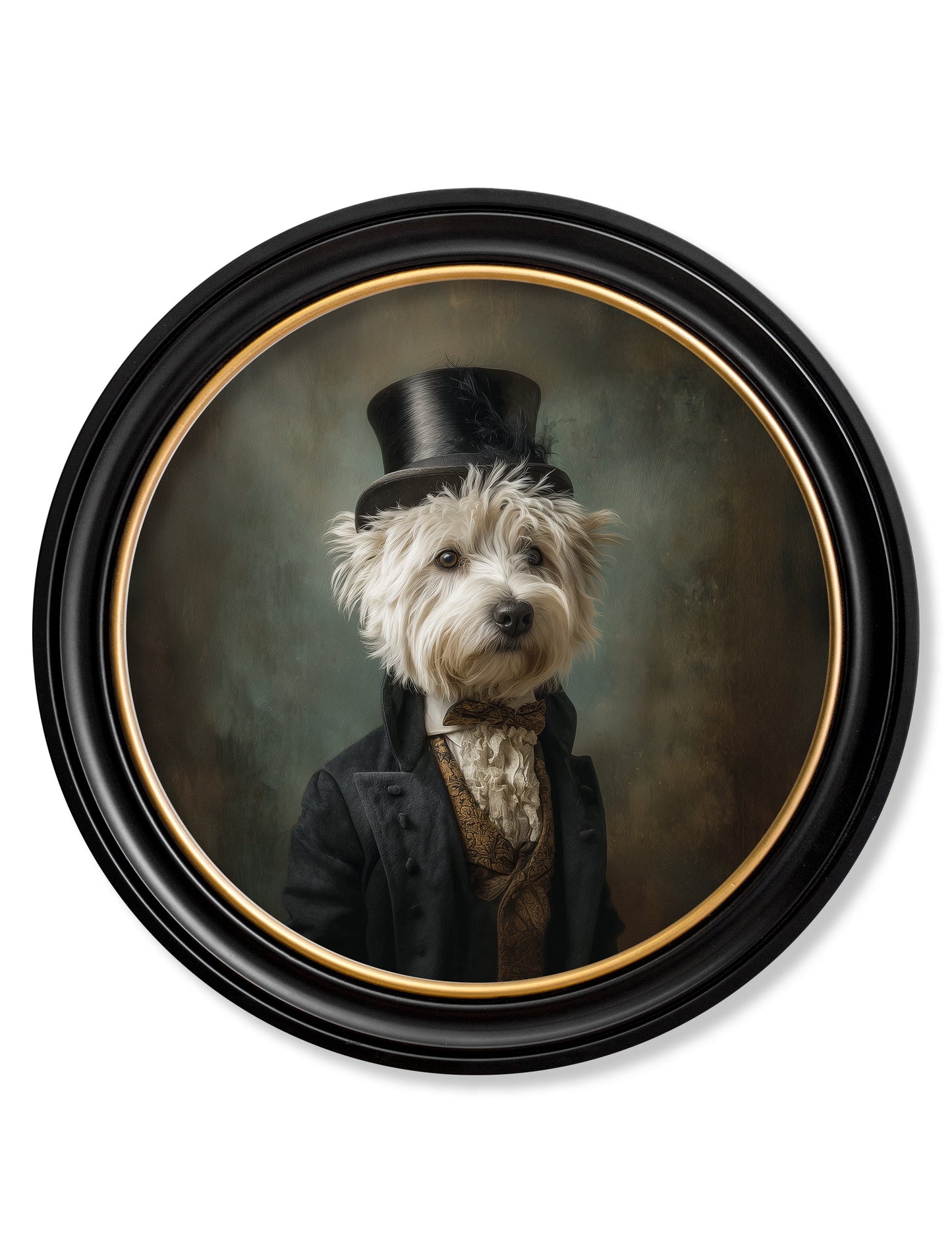 Lord Westly Whitetail – Gentleman Westie Oxford Round Frame detail – Leya Buster Interiors