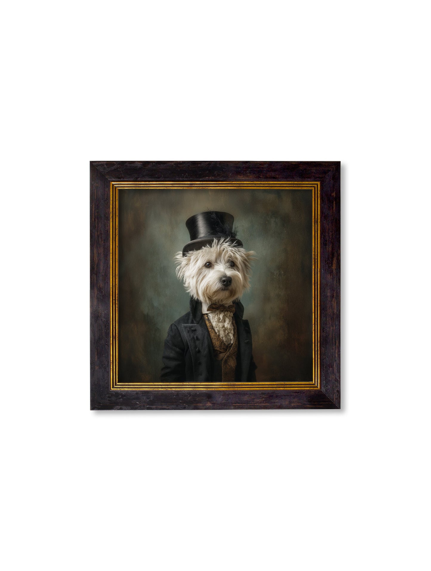 Lord Westly Whitetail – Gentleman Westie Oxford Square Frame styled view – Leya Buster Interiors