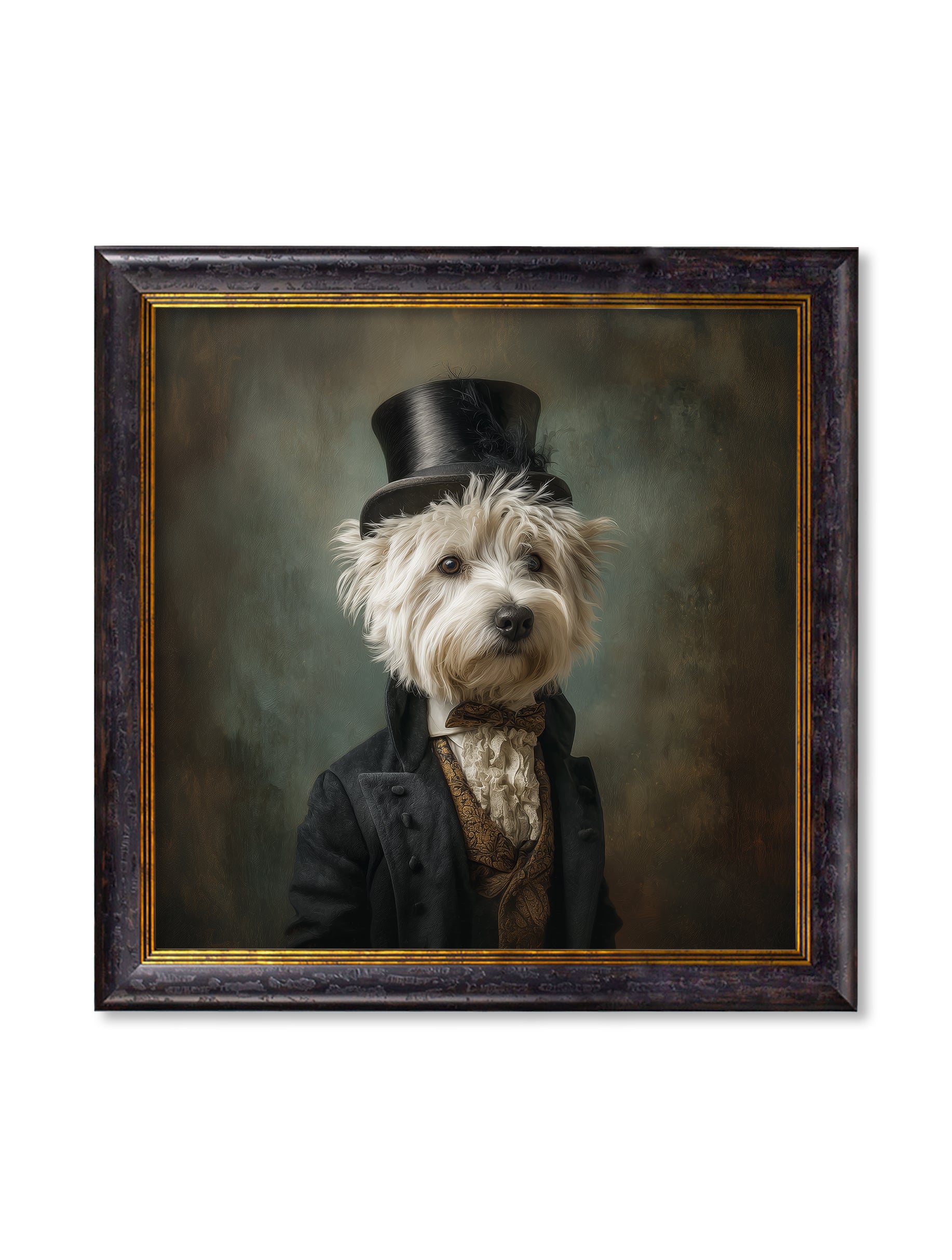 Lord Westly Whitetail – Gentleman Westie Oxford Square Frame detail – Leya Buster Interiors