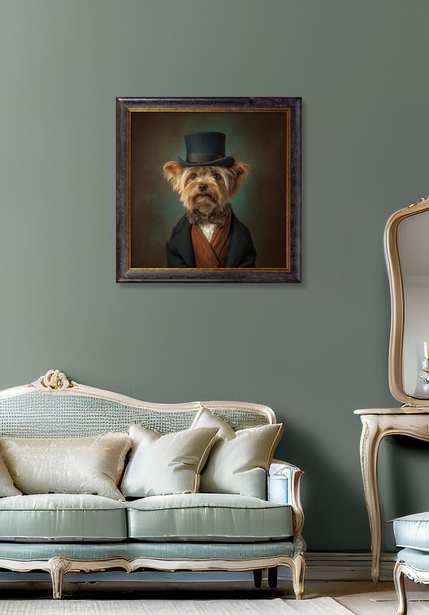 Lord Barkley of York – Gentleman Yorkshire Terrier Oxford Square Frame – fine home fragrance at Leya Buster Interiors