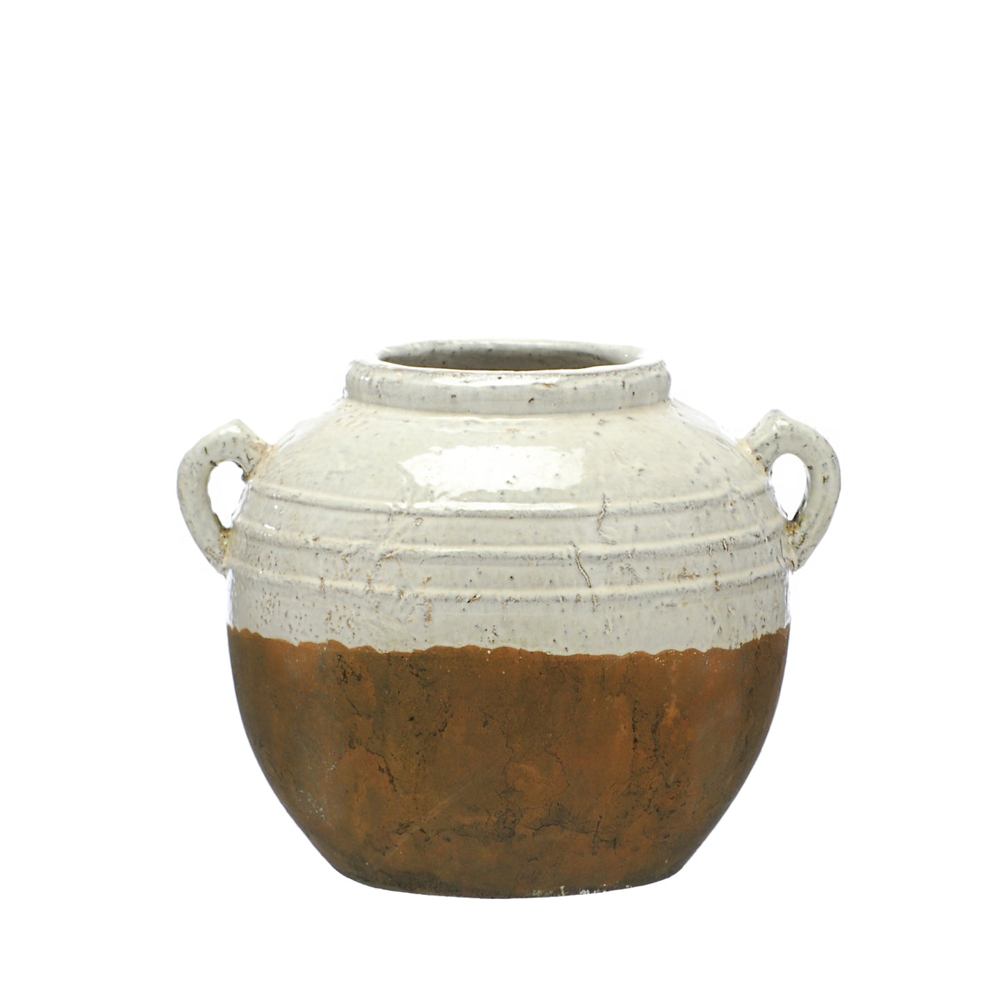 Aged Cream Terracotta Pot Vase with Handles styled view – Leya Buster Interiors
