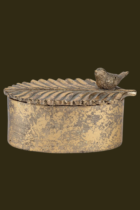 Antique Gold Bird Trinket Box