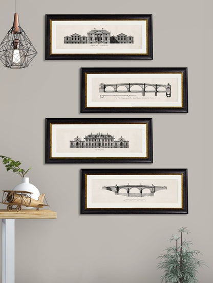 c.1737 Architectural Elevations of Stately Homes – framed wall art at Leya Buster Interiors