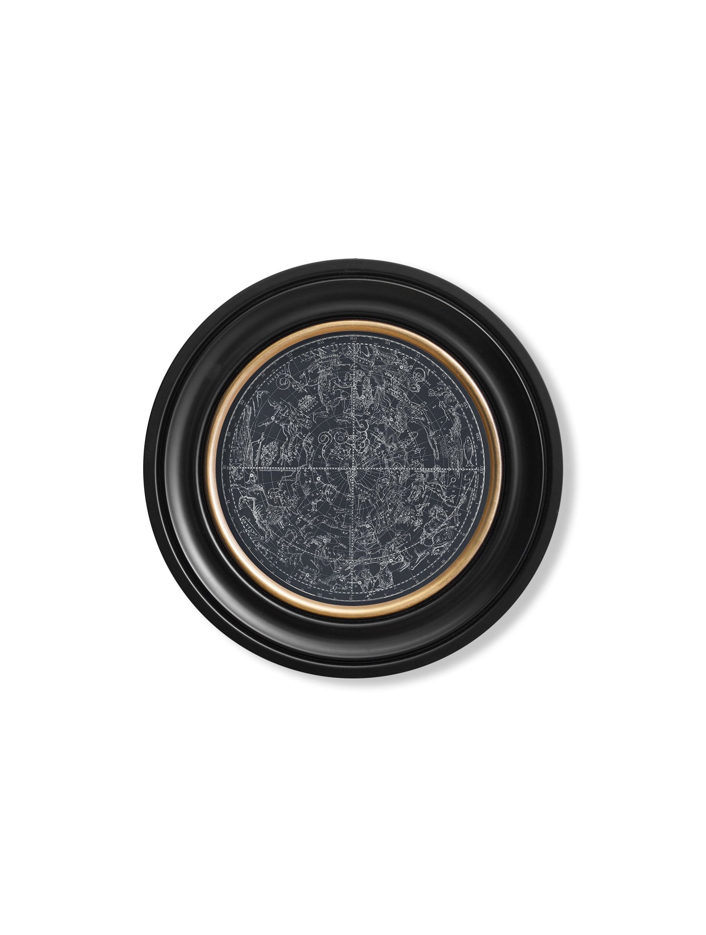 c.1800 Map of Constellations – Round Frame styled view – Leya Buster Interiors