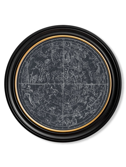 c.1800 Map of Constellations – Round Frame styled view – Leya Buster Interiors
