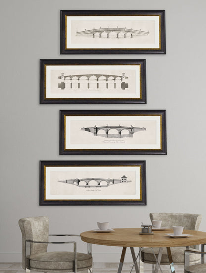 c.1700's Architectural Elevations of Bridges – framed wall art at Leya Buster Interiors