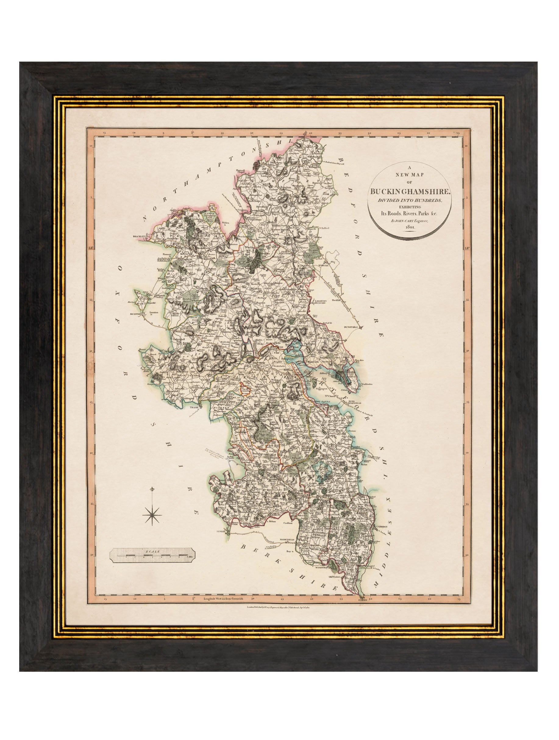 c.1806 County Maps of England – framed wall art at Leya Buster Interiors