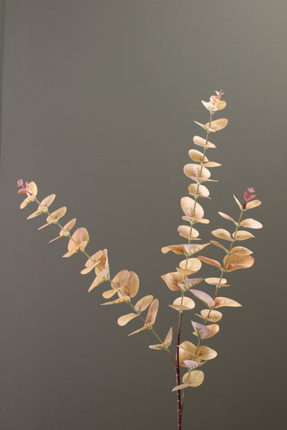 Burnished Orange Eucalyptus Stem faux foliage in a rich warm orange tone
